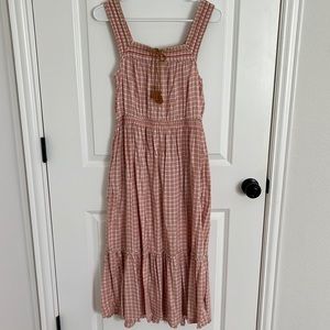 Pink Smocked Midi Dress
